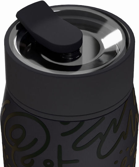 Estia Lens Save The Aegean Чаша Термос Неръждаема стомана Без BPA 360ml Noir Echo с Сламка