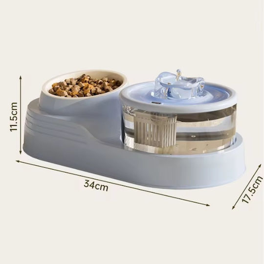 Pet's Choice Automatischer Keramik Bewässerer / Brunnen für Hund & Katze mit Gestell 1,25l in Hellblau Farbe