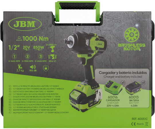 60051C Bürstenloser Schlagschrauber Batteriebetrieb 20V 1x4Ah mit Bitgröße 1/2"