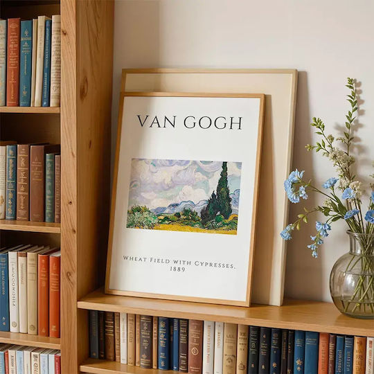Poster Van Gogh Wheat Field Cypresses Art002 40cm X 50cm Black Wooden Frame