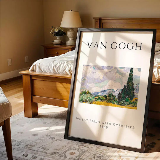 Poster Van Gogh Wheat Field Cypresses Art002 40cm X 50cm Premium Black Wooden Frame