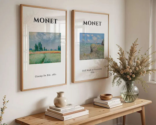Poster Monet Cliff Walk At Pourville Art009 40cm X 50cm Κορνίζα Καφέ Ξύλου 55257pd156882f63322