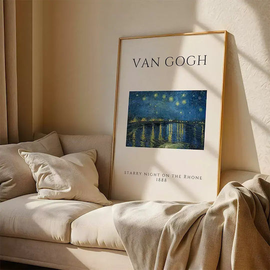 Poster Van Gogh Starry Night On Rhone Art004 40cm X 50cm Premium Black Wooden Frame