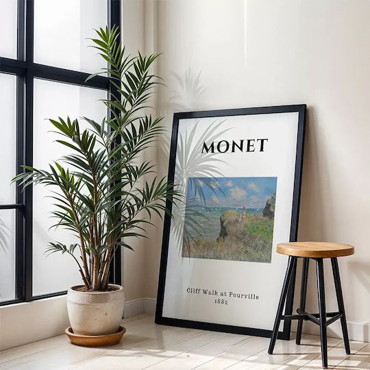 Poster Monet Cliff Walk At Pourville Art009 40cm X 50cm Μαύρη Ξύλινη Κορνίζα-55257pd156882f55321