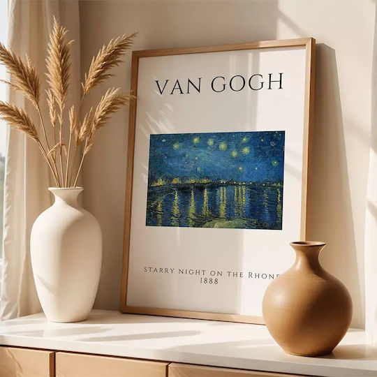 Poster Van Gogh Starry Night On Rhone Art004 40cm X 50cm Λευκή Ξύλινη Κορνίζα-55249pd156887f55310