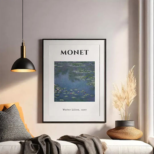 Poster Monet Waterlillies Art013 40cm X 50cm Premium Black Wooden Frame