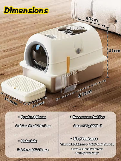 Pet's Choice Closed White Cat Toilet L60 x W40 x H40cm