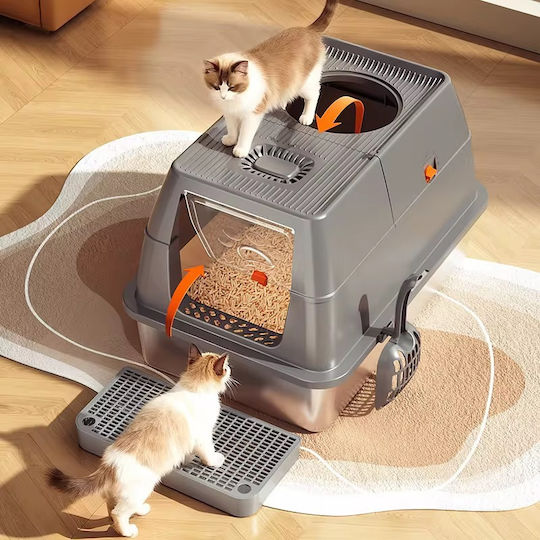 Pet's Choice Closed Grey Cat Toilet L60 x W40 x H43cm