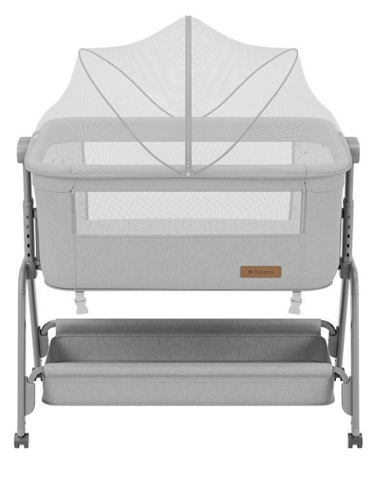Tulano Babywiege Laufstall mit Matratze und Rädern Grau