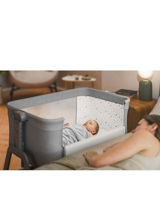Tulano Babywiege Laufstall mit Matratze und Rädern Grau