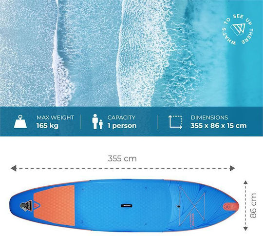 Wattsup Espadon 11'8" Aufblasbare SUP Board / Kajak mit Länge 3,55 m Hellblau
