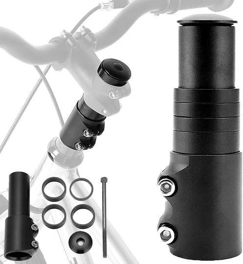 Extensor Tije De Ghidon Pentru Biciclete Zola Reglabil Pe Înălțime Lungime Totală 12 Cm Diametru Tijă 28 6 Mm 4 Inele Spacer Șurub De Fixare Cap Montare Aliaj De Aluminiu Negru