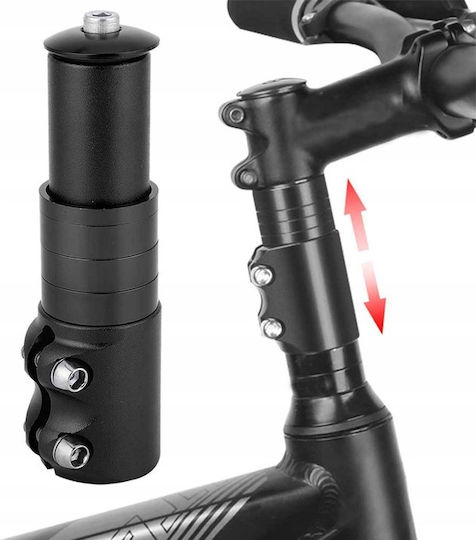 Extensor Tije De Ghidon Pentru Biciclete Zola Reglabil Pe Înălțime Lungime Totală 12 Cm Diametru Tijă 28 6 Mm 4 Inele Spacer Șurub De Fixare Cap Montare Aliaj De Aluminiu Negru