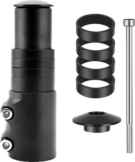 Extensor Tije De Ghidon Pentru Biciclete Zola Reglabil Pe Înălțime Lungime Totală 12 Cm Diametru Tijă 28 6 Mm 4 Inele Spacer Șurub De Fixare Cap Montare Aliaj De Aluminiu Negru