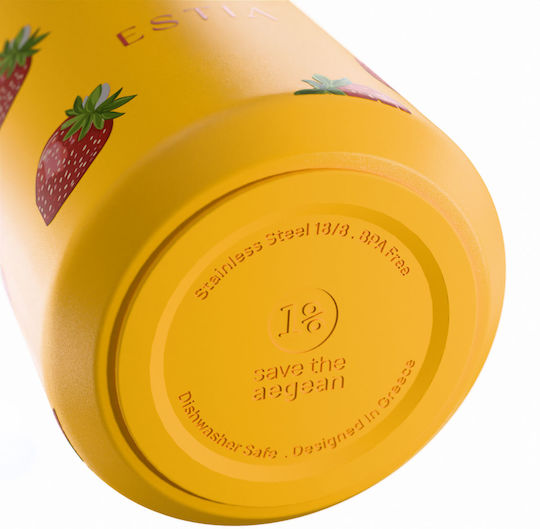 Estia Lens Save The Aegean Чаша Термос Неръждаема Стомана Без BPA 360ml Berry Bright с Сламка