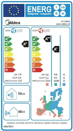 Solunar Κλιματιστικό Inverter 24000 BTU A++/A+ με Τεχνητή Νοημοσύνη