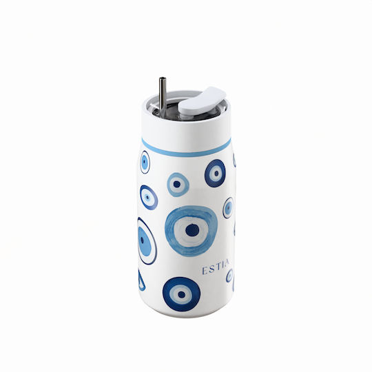 Estia Lens Save The Aegean Thermos Bottle Stainless Steel BPA Free 360ml Spirit Luck with Straw