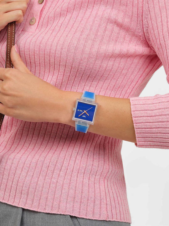 Swatch Thru Ανδρικό Ρολόι Μπαταρίας με Μπλε Καουτσούκ Λουράκι