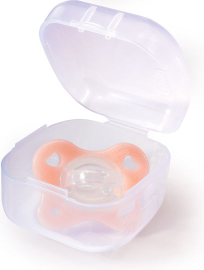 Chicco Physio Dual Soft Залъгалка от Силикон с Калъф Розова за 0-2 Месеца