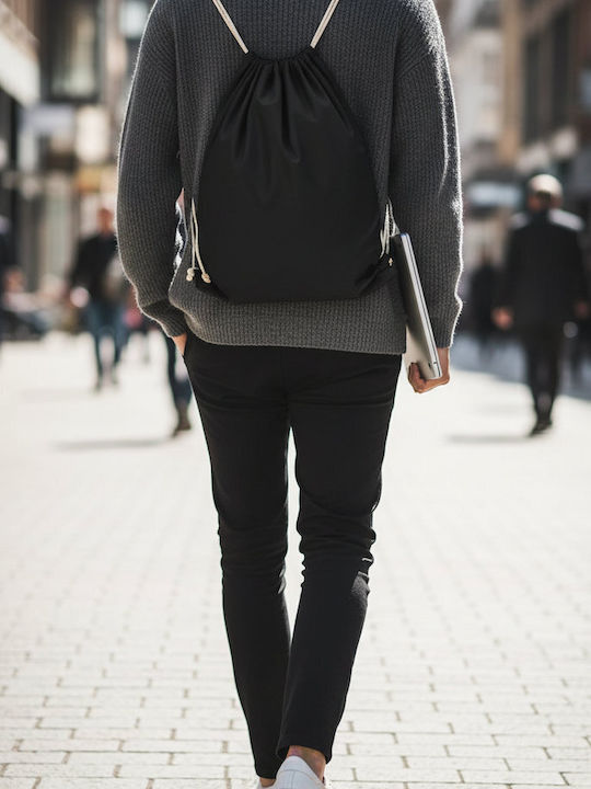 Shopping Bag Pouch Backpack-1ds SG Accessories Cotton Backpack Single Drawstring Black