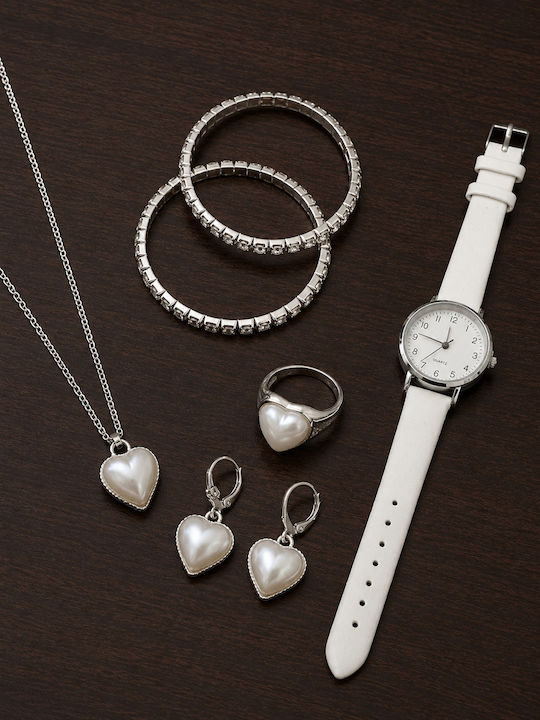 Set with Necklace Earrings Ring & Bracelet with Pearls