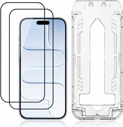 3mk Pack 2 Gehärtetes Glas iPhone Air Anwendungsrahmen Schwarz Transparent