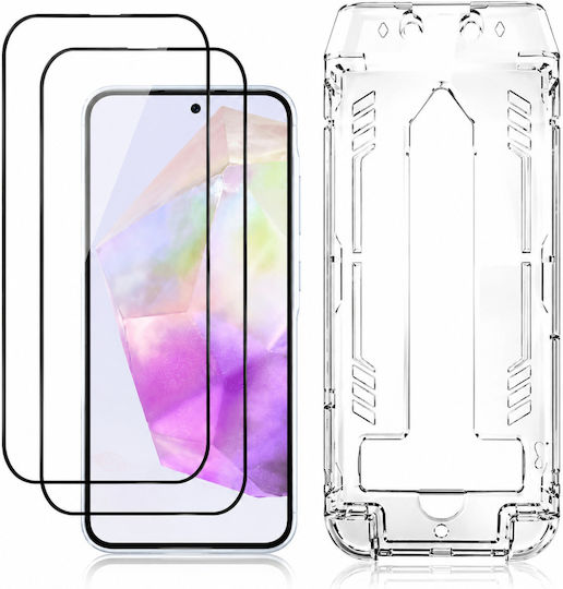 3mk Pack 2 Tempered Glass Galaxy A56 Applicator Frame Black Transparent