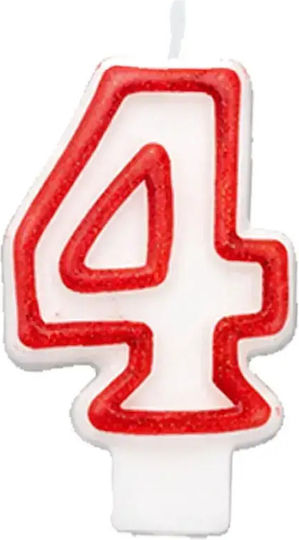 Lumanare De Ziua De Naștere Chippo 968094-4 Număr 4 Roșie 7.5 Cm