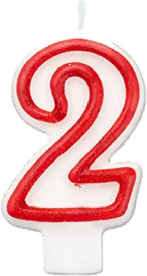 Birthday Cake Candle Chippo 968094 Number 2 Red 7.5 Cm