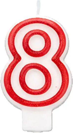 Birthday Cake Candle Chippo 968094-8 Number 8 Red 7.5 Cm