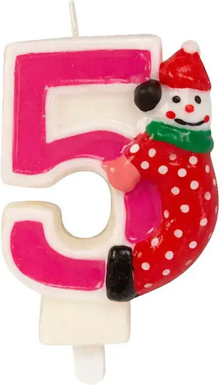 Geburtstagskerze Chippo Clown 134788 Nummer 5 Rosa 9,5 cm