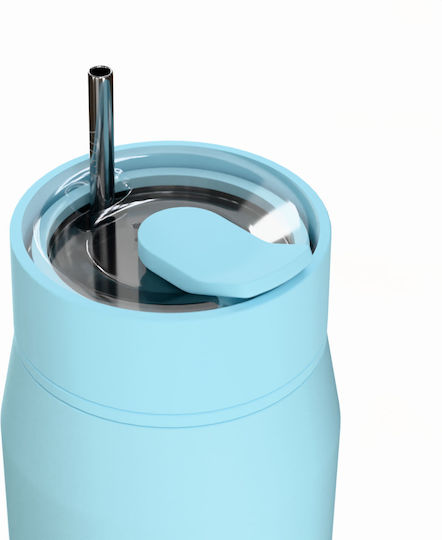 Estia Lens Save The Aegean Чаша Термос Неръждаема стомана Без BPA 360ml Arctic със Сламка