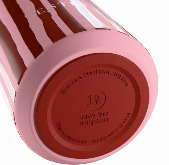 Estia Lens Save The Aegean Μπουκάλι Θερμός Ανοξείδωτο 360ml Viva Stripe με Καλαμάκι