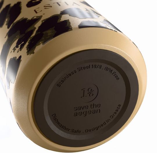 Estia Lens Save The Aegean Thermosflasche Rostfreier Stahl BPA-frei Mehrfarbig mit Stroh