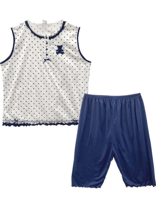 Ansin Summer Women's Cotton Pyjama Set Blue