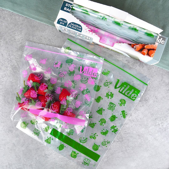 Resealable Food Bags 20.5x21 Cm 24x29 Cm 40 Pcs