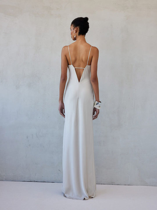 Summer Maxi Slip Dress Beige
