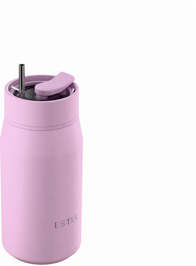 Estia Lens Save The Aegean Термочаша Термос Неръждаема Стомана Без BPA 360ml Лавандула с Сламка