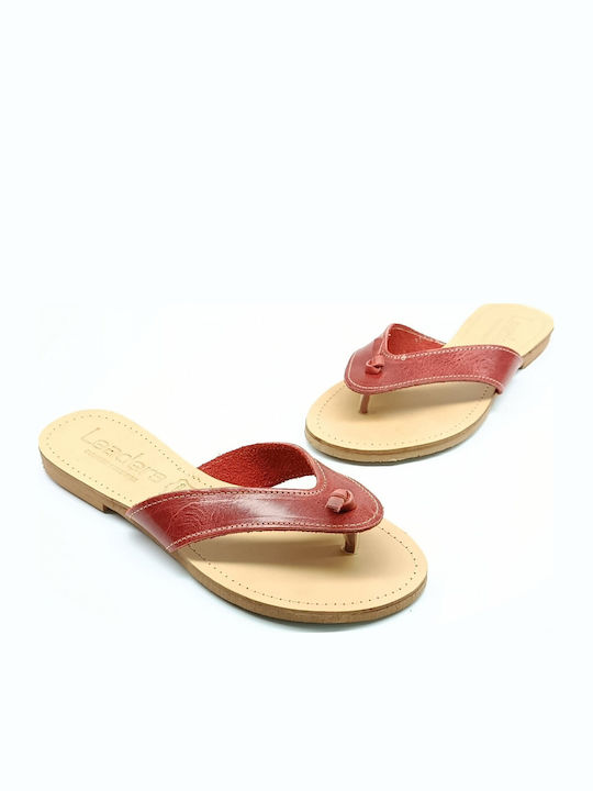 Leather Women's Flat Sandals Red