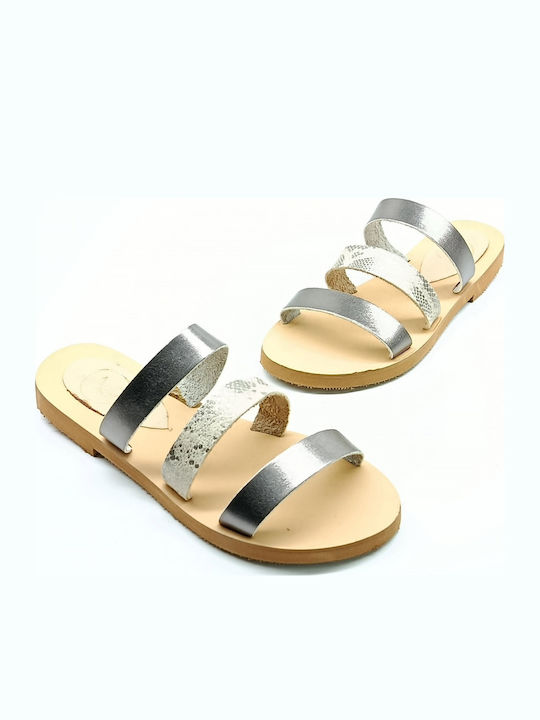 Leather Women's Flat Sandals Beige