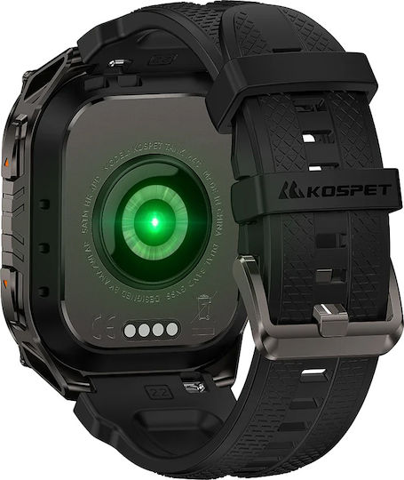 Kospet Tank M4C Stainless Steel 50mm Αδιάβροχο Smartwatch με Παλμογράφο (Μαύρο - M/L)