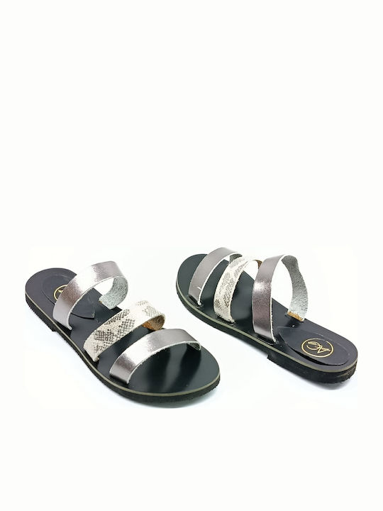 Leather Women's Flat Sandals Black