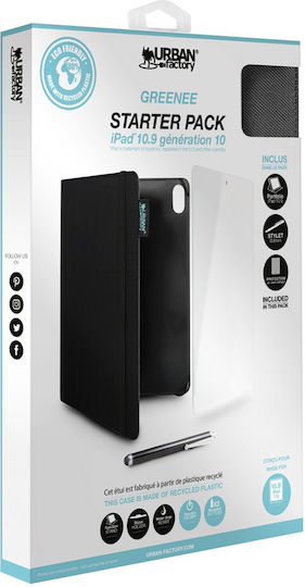 Urban Factory Калъф Tempered Glass Pack Stylus iPad 10 10.9" 2022 Удароустойчив Черен Прозрачен