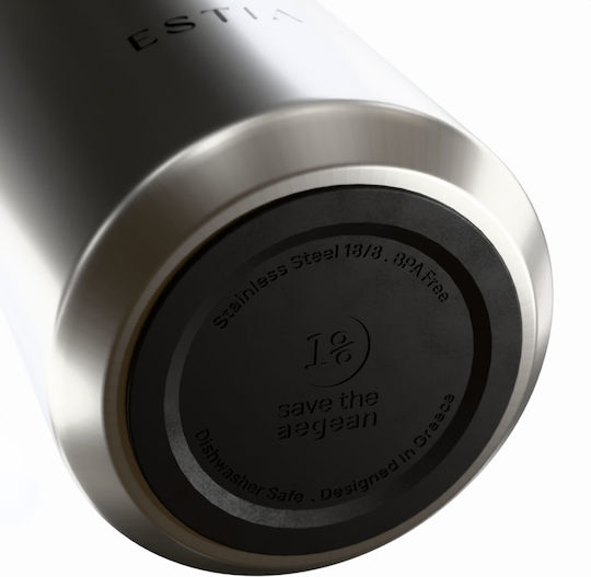 Estia Lens Save The Aegean Thermos Bottle Stainless Steel BPA Free 360ml Brushed with Straw
