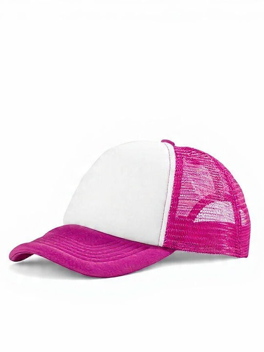 Trucker Five-Leaf Mesh Hat 100% Polyester 100-105gsm Sponge On The Visor On The Front Pf Concept White Pink