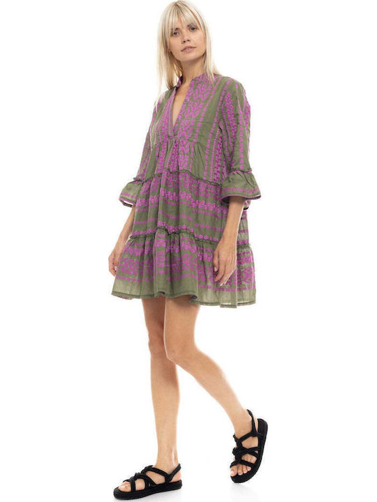 Pink Label Γυναικείο Καφτάνι Παραλίας Magenta
