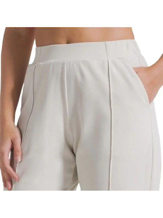 Women's Fabric Trousers in Straight Leg Style Clay Beige