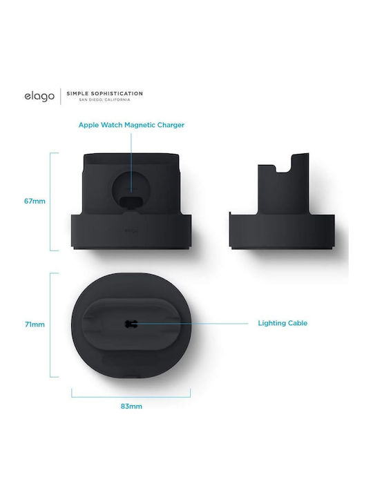 Elago Station Зарядно за Apple Watch, iPhone, AirPods Pro, Apple Pencil Черен
