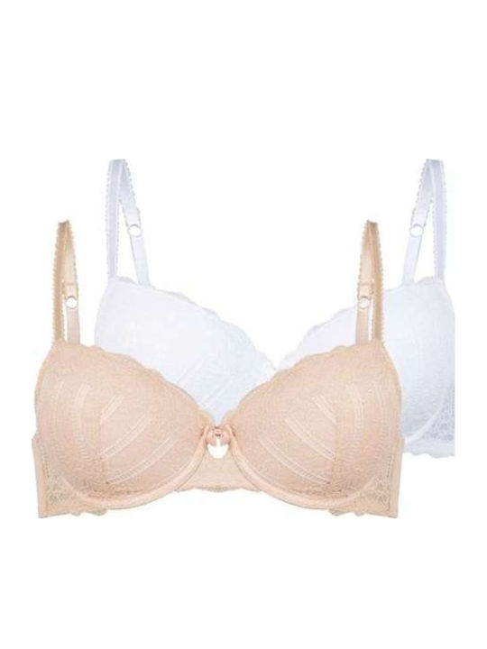 Pink/white Σουτιέν με Ελαφριά Ενίσχυση & Μπανέλες 2Pack