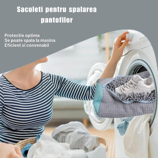 Geantă De Spălat Pantofi Mașină De Spălat Protecție Pantofi Adidași Material Durabil Fermoar Premium Curățare Sigură 39x19 Cm Gri